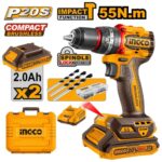 INGCO KÖMÜRSÜZ Lİ-İON AKÜLÜ DARBELİ MATKAP 13 MM 20V 2.0 AH