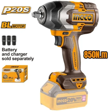 INGCO Lİ-İON AKÜLÜ SOMUN SIKMA 1/2 ''20V 4.0 AH + Lİ-İON AKÜ VE ŞARJ CİHAZI SETİ 20V 4.AH