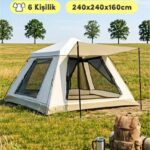 AHUMA OTOMATİK KAMP ÇADIRI 6  KREM SU GEÇİRMEZ