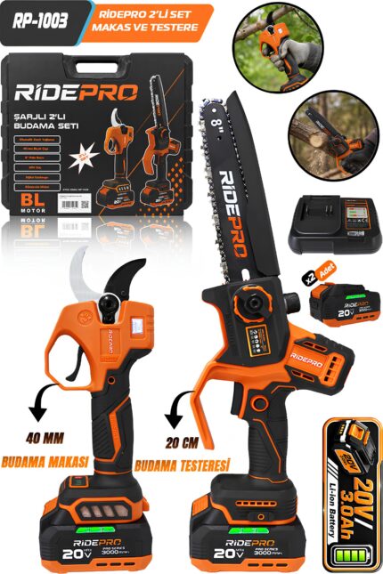 RİDEPRO RP-1003 2'Lİ PROFESYONEL BAHÇE SETİ MAKAS+TESTERE