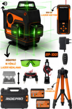 RİDEPRO 3'LÜ SET HOPARLÖRLÜ 16 YÖNLÜ LAZER HİZALAMA VE LAZER METRE