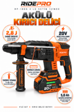RİDEPRO RP-1005 TURBO PROFESYONEL ŞARJLI 4'LÜ SET - Görsel 2