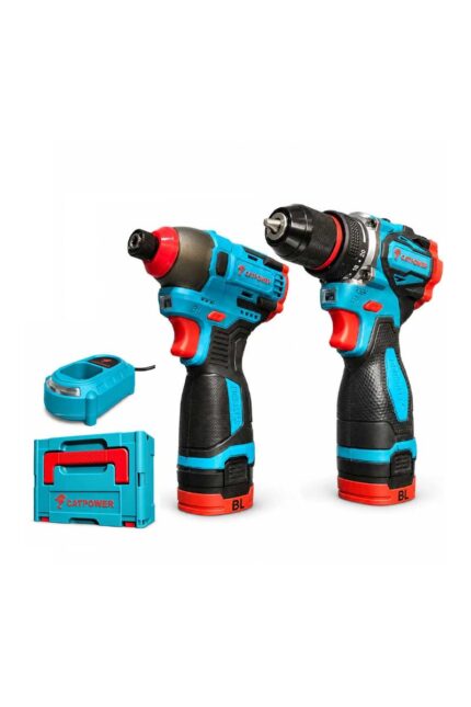 CATPOWER KÖMÜRSÜZ AKÜLÜ 2'Lİ SET MATKAP + TORKLU VİDALAMA 16V 2.0 AH