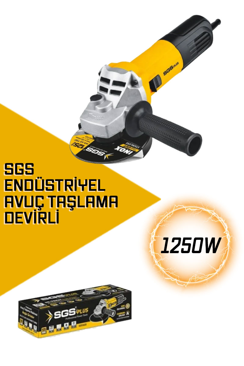 SGS5035 SGS ENDÜSTRİYEL AVUÇ TAŞLAMA 1250 W 125 MM DEVİRLİ - Görsel 1