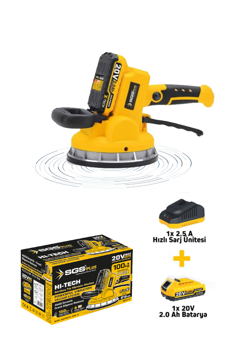 SGS5415 SGS AKÜLÜ SERAMİK-GRANİT TİTREŞİMLİ VANTUZ 180MM - Görsel 1