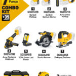 SGS COMBO 7Lİ SET (MATKAP/KIRICI-DELİCİ/SPİRAL/SOMUN SIKMA/DAİRE TESTERE/LED IŞIK)