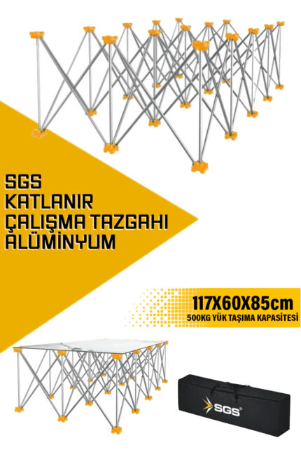 SGS KATLANIR ÇALIŞMA TAZGAHI ALÜMİNYUM 117*60*85 CM