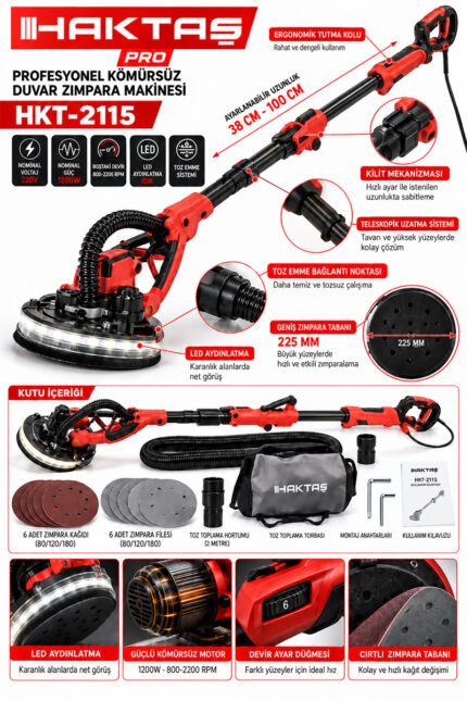 HAKTAŞ HKT2115 DUVAR ZIMPARA MAKİNESİ
