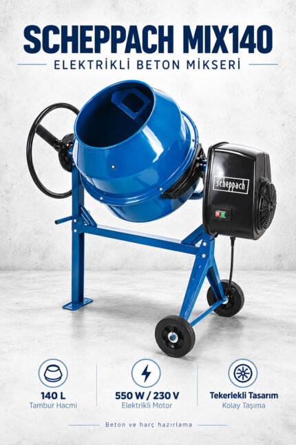 SCHEPPACH MIX140 ELEKTRİKLİ BETON MİKSERİ
