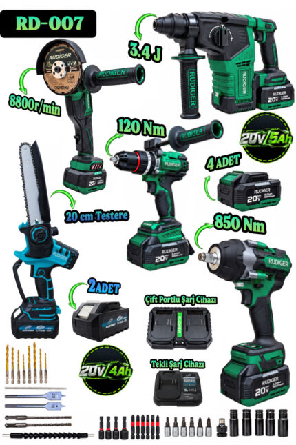 RUDİGER RD-007 PRO PLUS 4LÜ SET+ BUDAMA TESTERESİ 20 CM