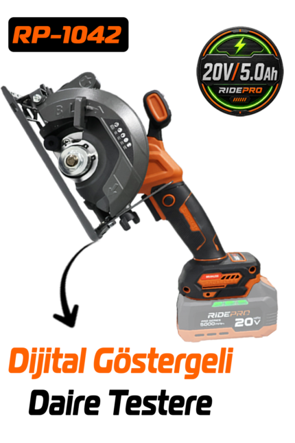 RİDEPRO RP-1042 DİJİTAL GÖSTERGELİ ŞARJLI DAİRE TESTERE SOLO ÜRÜN