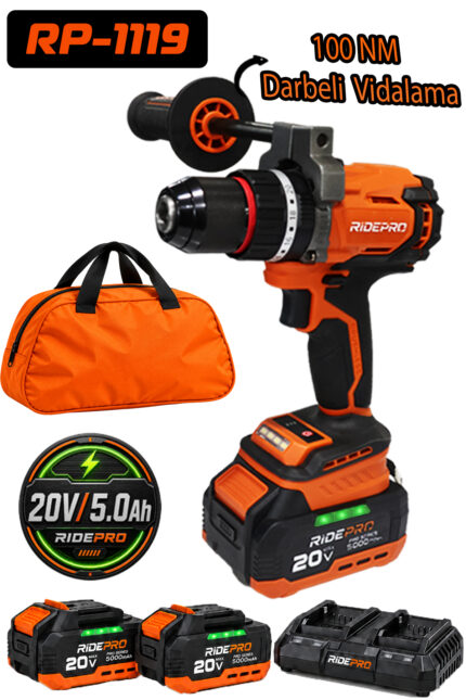 RİDEPRO RP-1119  AKÜLÜ DARBELİ MATKAP 100 NM